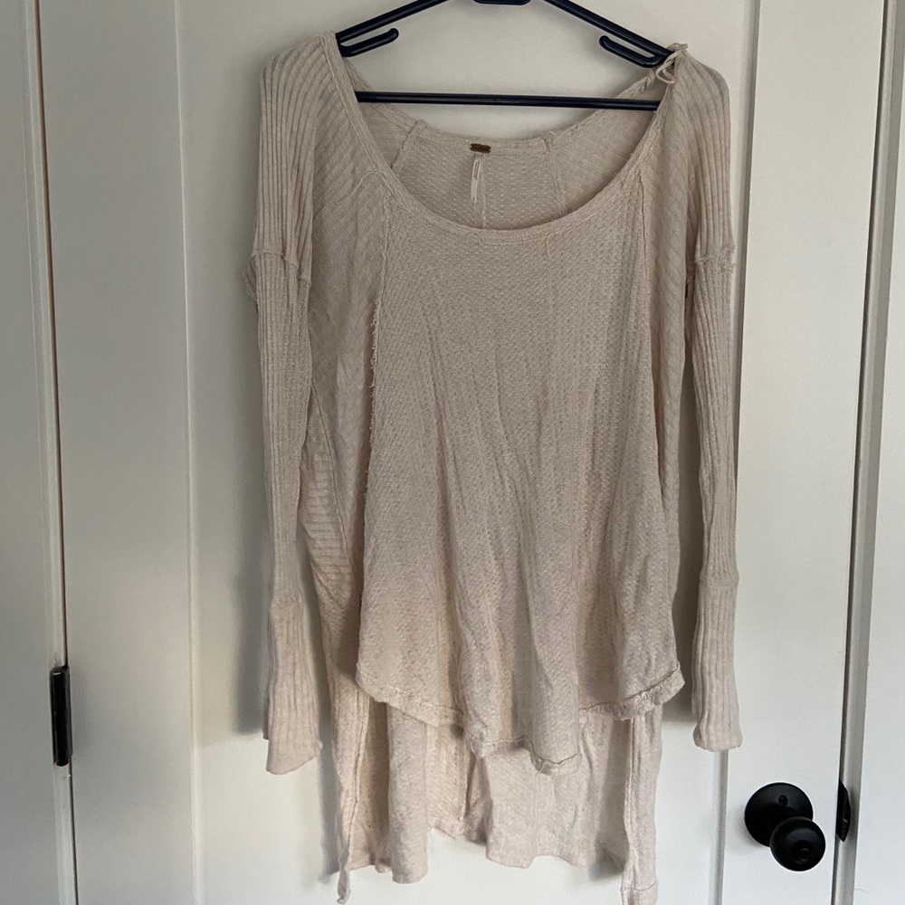 Free People thermal tunic waffle knit top